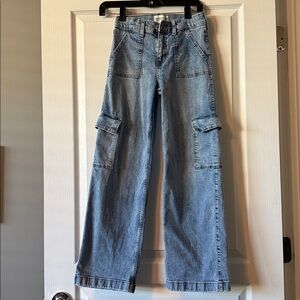 Abercrombie Kids High Rise Wide leg Light Blue Cargo Jeans